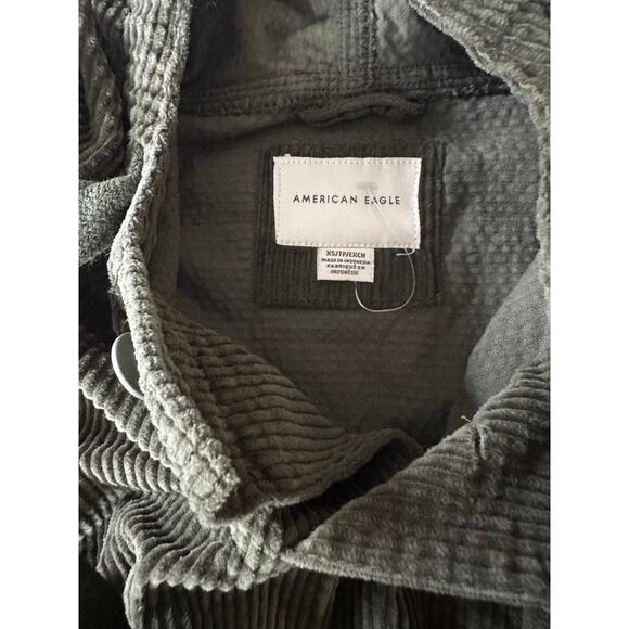 American Eagle corduroy hooded green pullover XS long sleeve green women’s - Picture 7 of 8